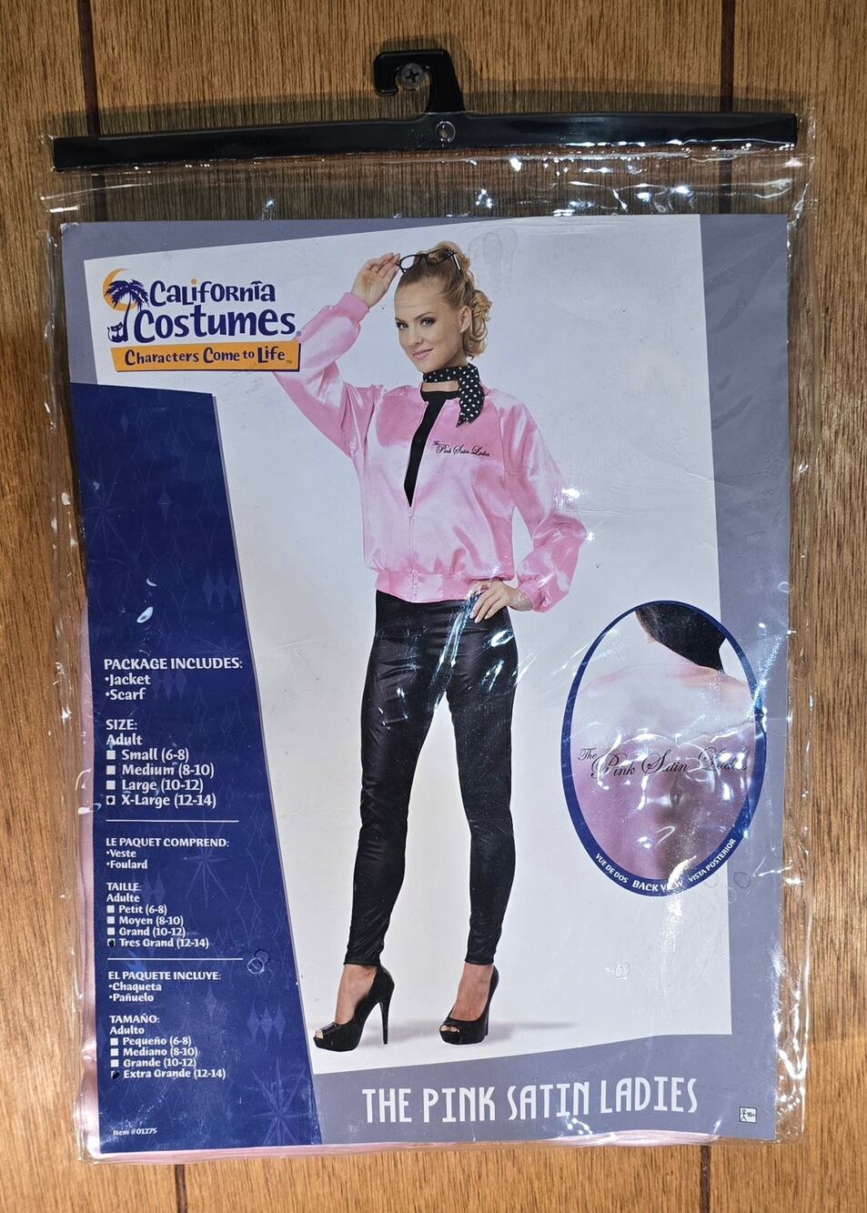 California Costumes Pink Satin Ladies Adult XL 12-14 Jacket Scarf Costume